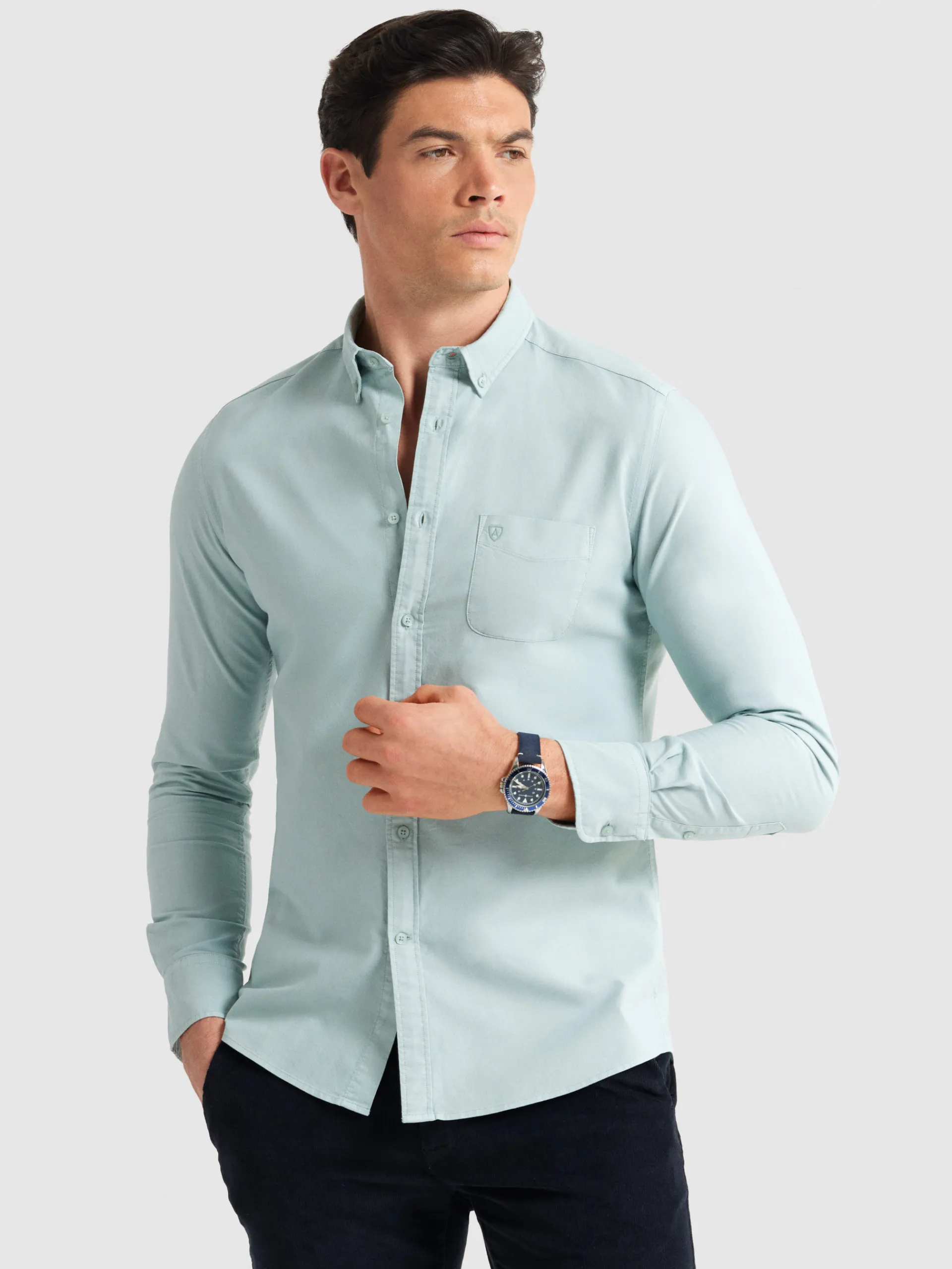 New CAMISA OXFORD POCKET DYE Hombre Oxford